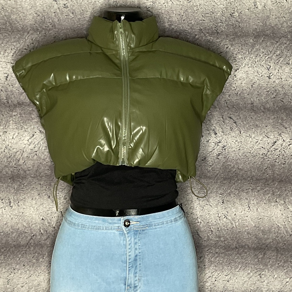 Women's Olive Puffer Vest